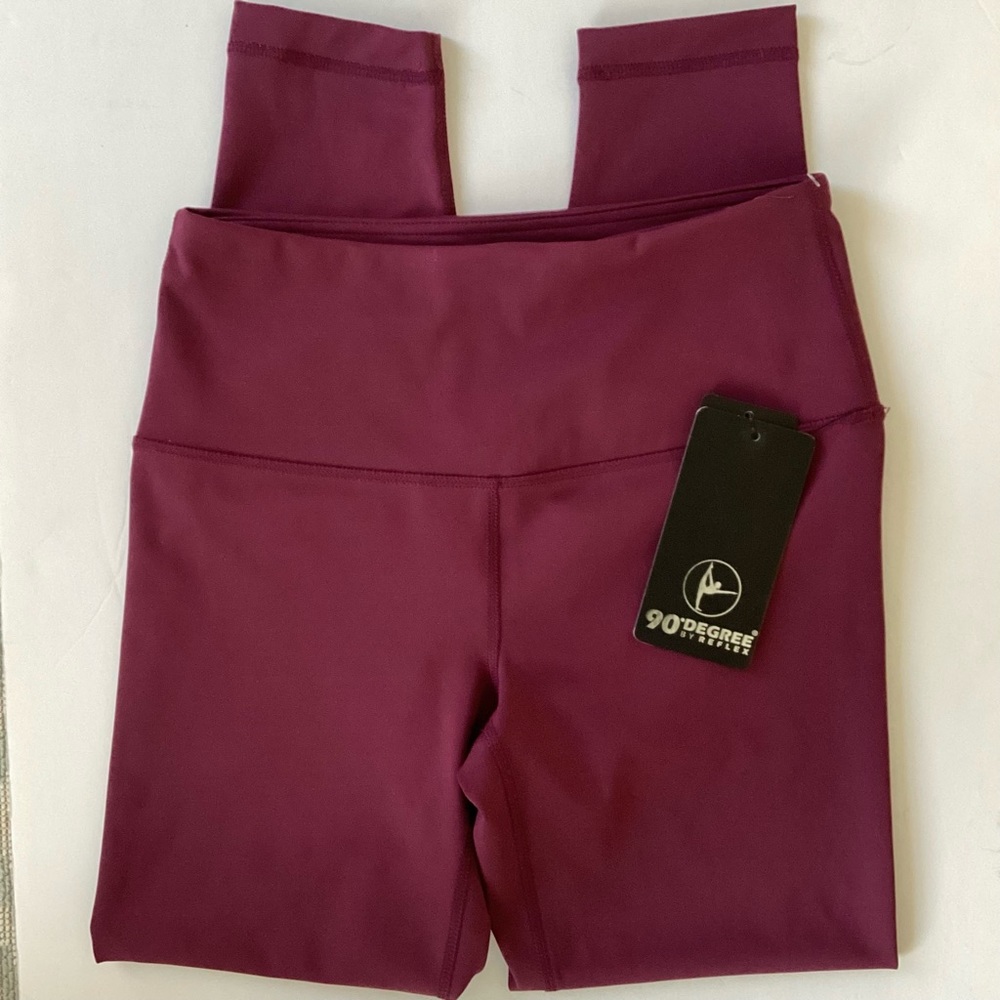 90 Degree By Reflex Maroon Yoga Pants Size Small NWT